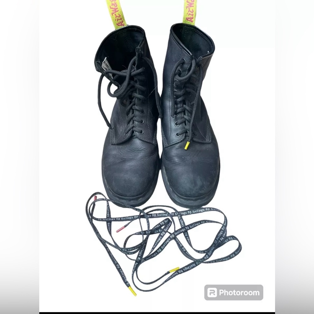 Black Leather Doc Marten x Sex Pistols Combat Boots